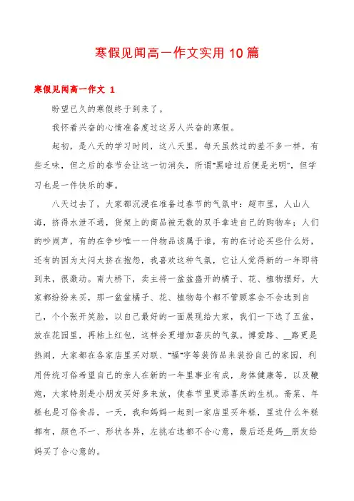 寒假见闻高一作文实用10篇