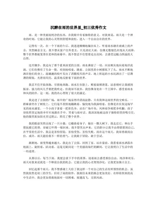 沉醉在雨的世界里_初三优秀作文