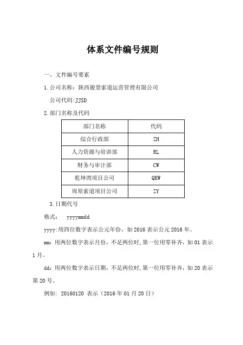 公司管理体系文件编号规则14046