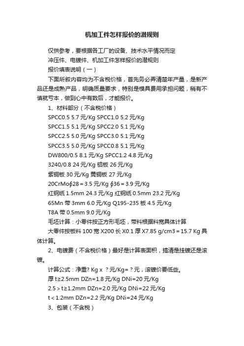 机加工件怎样报价的潜规则