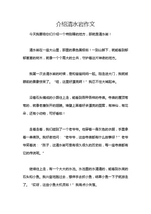 介绍清水岩作文