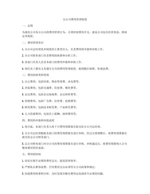分公司费用管理制度