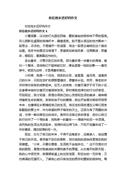 你在他乡还好吗作文