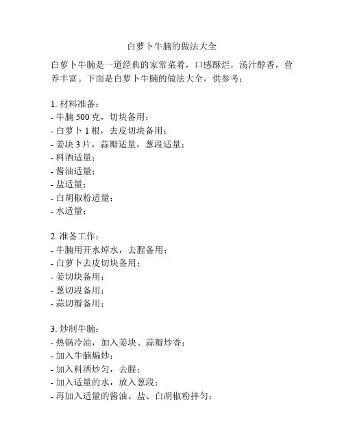 白萝卜牛腩的做法大全