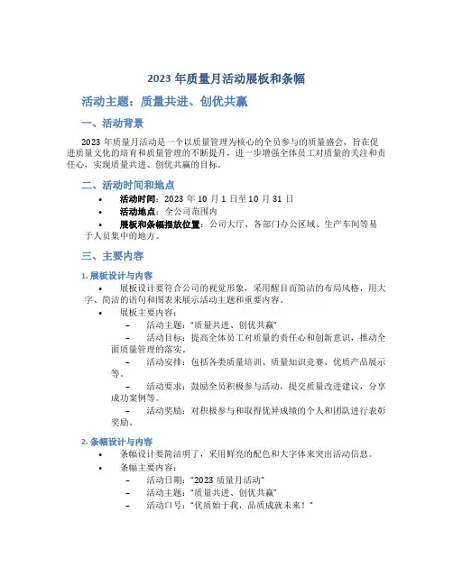 2023年质量月活动展板和条幅