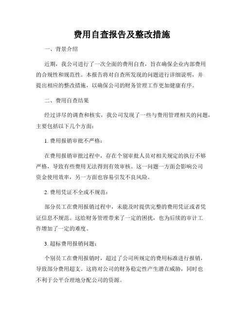 费用自查报告及整改措施