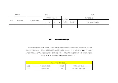 重大危险源LECD法辨识标准