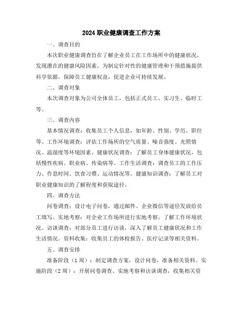 2024职业健康调查工作方案
