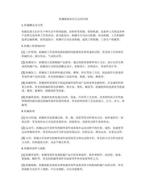 机械储备知识点总结归纳