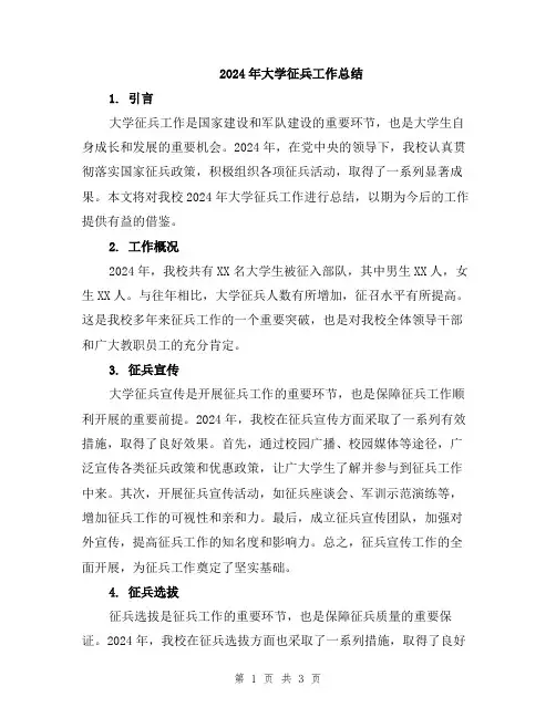 2024年大学征兵工作总结