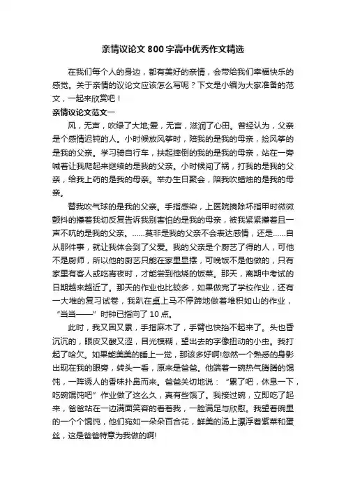 亲情议论文800字高中优秀作文精选