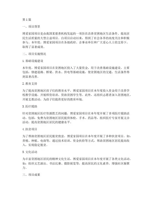 博爱家园项目年度总结(3篇)