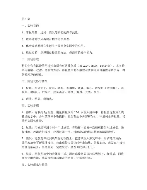 粗盐进行提纯实验报告(3篇)