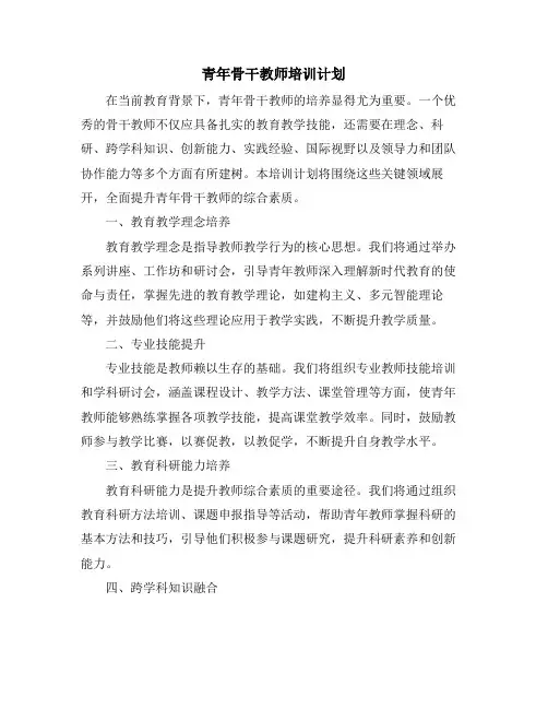 青年骨干教师培训计划