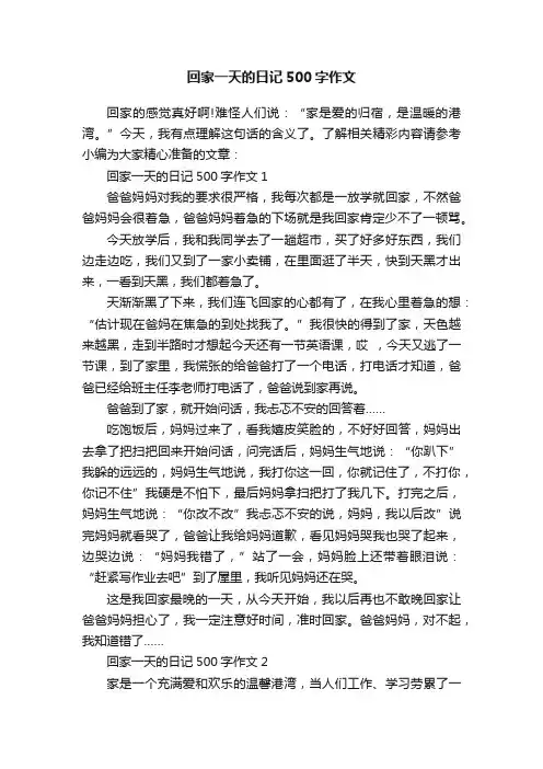 回家一天的日记500字作文