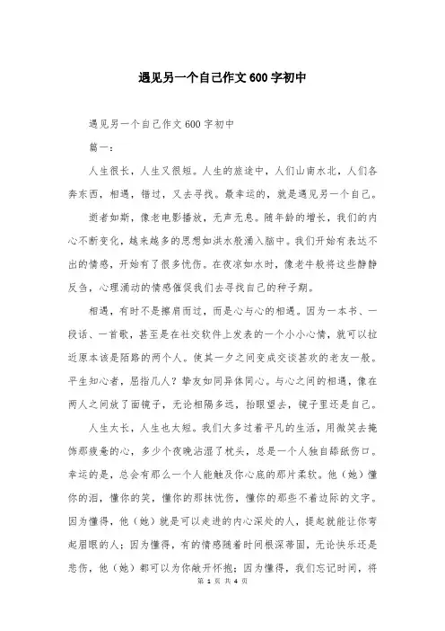 遇见另一个自己作文600字初中