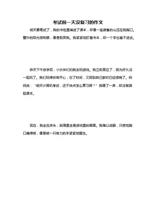 考试前一天没复习的作文