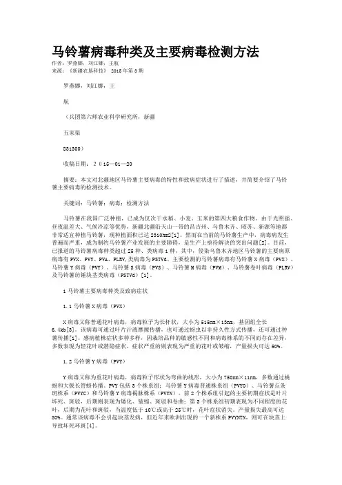 马铃薯病毒种类及主要病毒检测方法