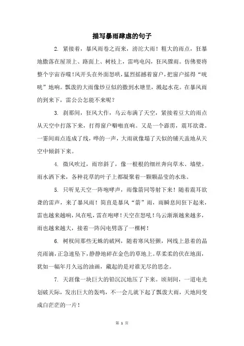 描写暴雨肆虐的句子