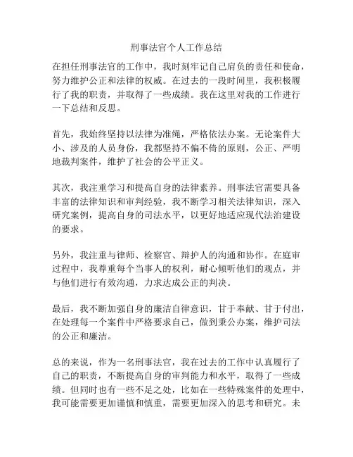 刑事法官个人工作总结