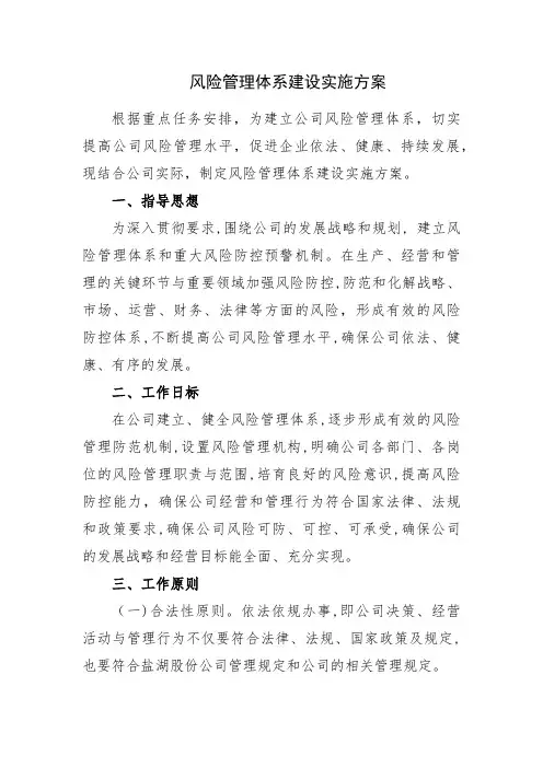 风险管理体系实施方案