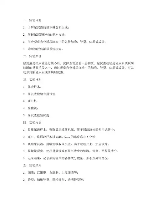 尿沉渣实验报告