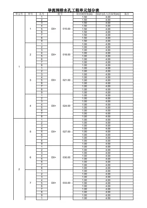 固结灌浆单元划分表