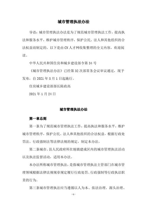 城市管理执法办法