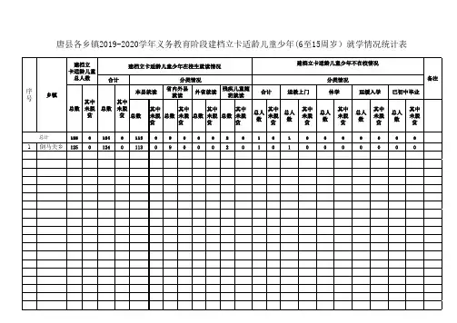 2019-2020学年6-15周岁适龄儿童就读情况统计表(上报表)