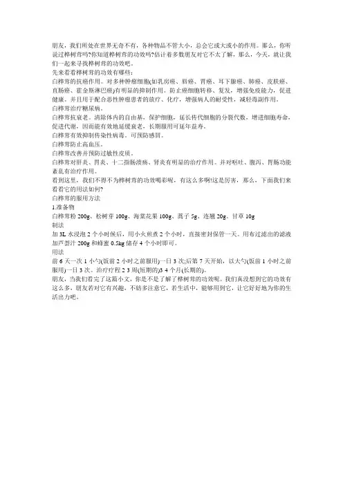 桦树茸的功效