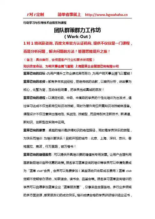《团队群策群力工作坊》