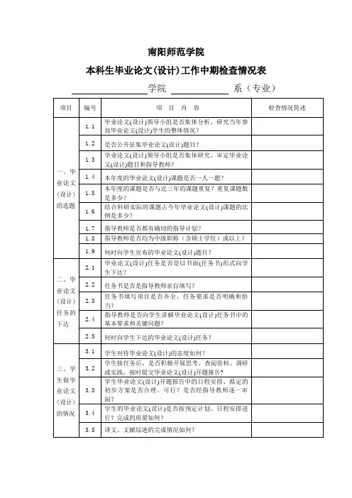 中期检查表院系用doc
