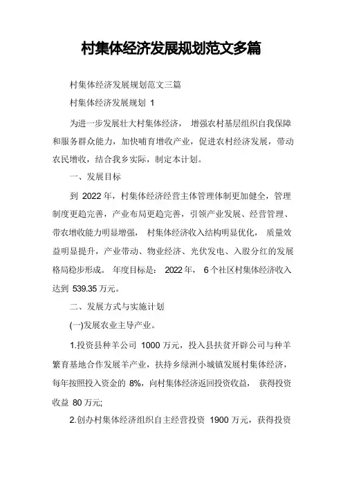 村集体经济发展规划范文多篇