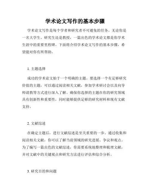 学术论文写作的基本步骤