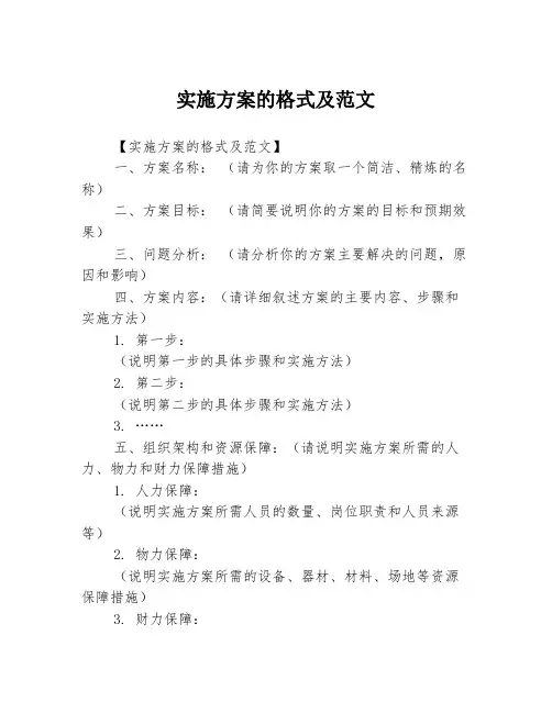 实施方案的格式及范文