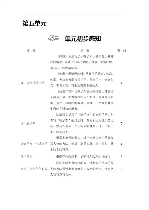 最新2020春部编版五年级语文下册第五单元教学设计