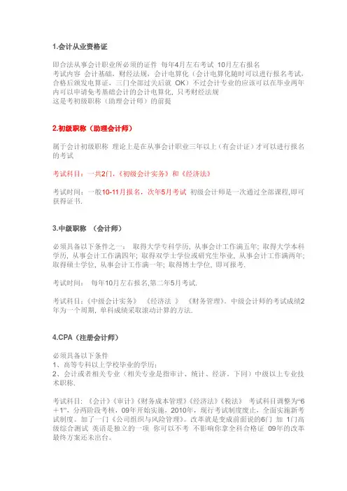 财管专业大学四年可考的证件!