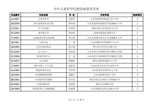 少年儿童科学幻想绘画获奖名单