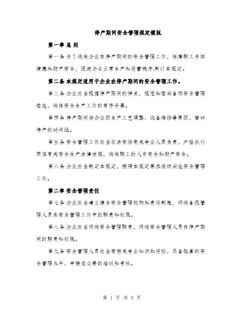 停产期间安全管理规定模版（二篇）