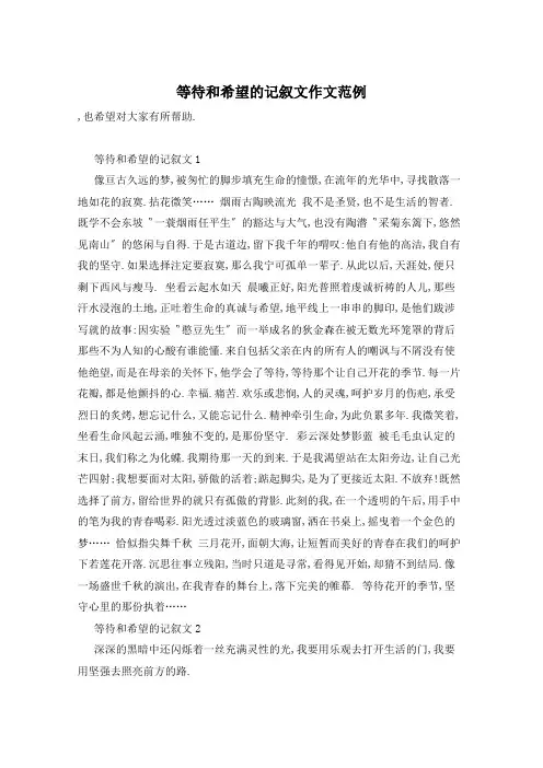 等待和希望的记叙文作文范例
