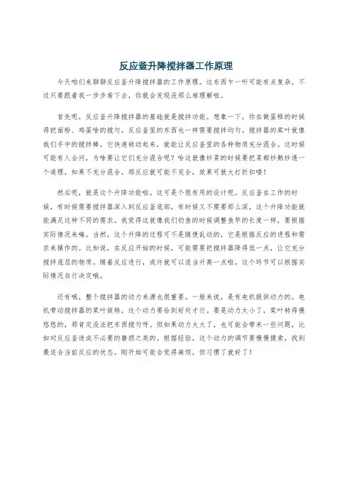 反应釜升降搅拌器工作原理