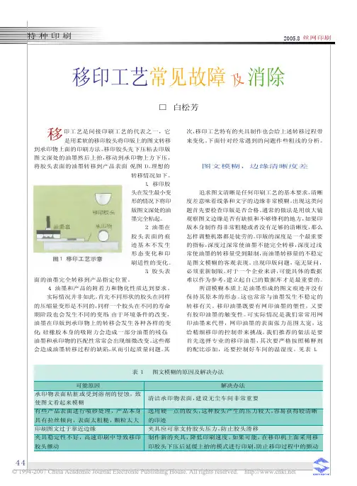 移印工艺常见故障及消除
