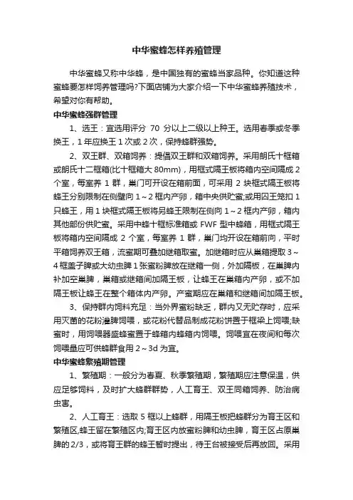 中华蜜蜂怎样养殖管理