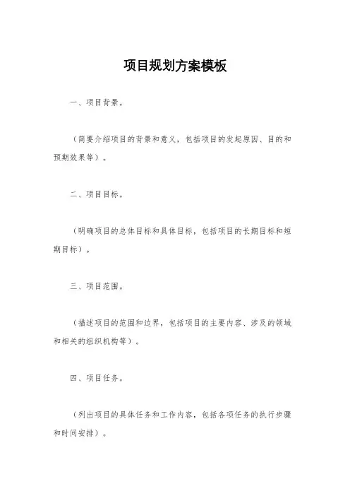 项目规划方案模板