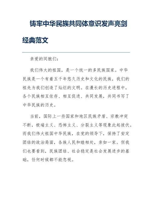 铸牢中华民族共同体意识发声亮剑经典范文