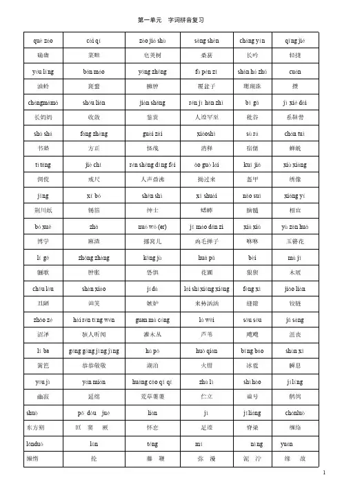 Removed_人教版语文七年级下第一.二单元__字词拼音复习及测试卷