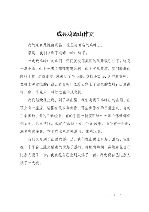 成县鸡峰山作文
