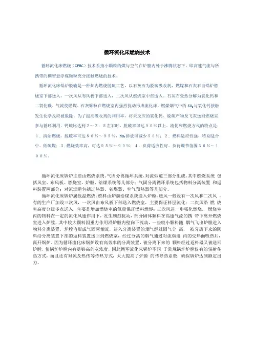 循环流化床燃烧技术
