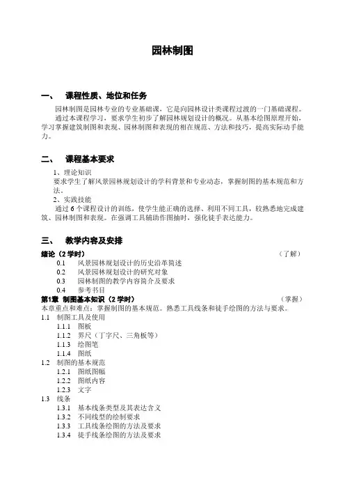 园林制图大纲