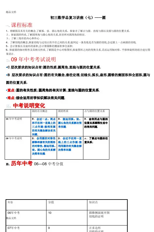 初三数学总复习讲座(七)圆_8教学提纲